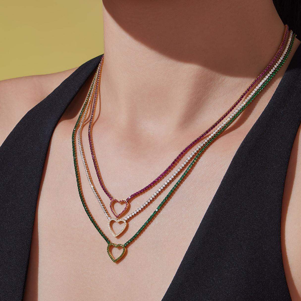 Sophisticated Heart Stainless Steel Waterproof Gold Color Zircon Women's Jewelry Sets