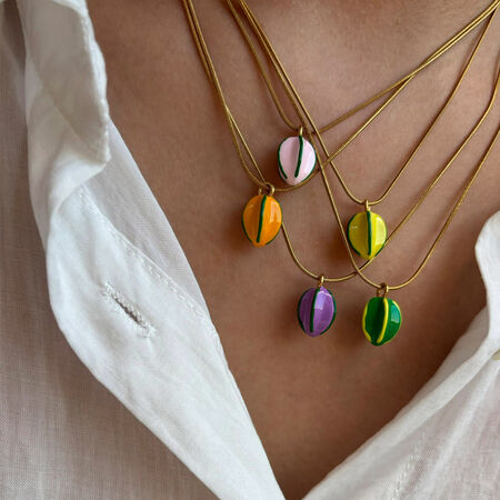 1 Piece Enamel Star Fruit Stainless Steel Waterproof Pendant Necklace