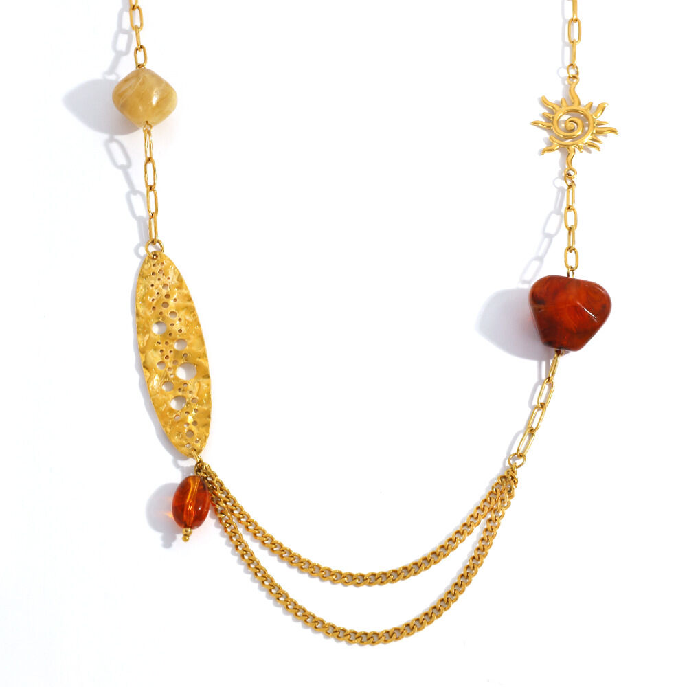 1 Piece  Sun Hollowed-out Stainless Steel Waterproof Women's Chain Necklaces Picture5