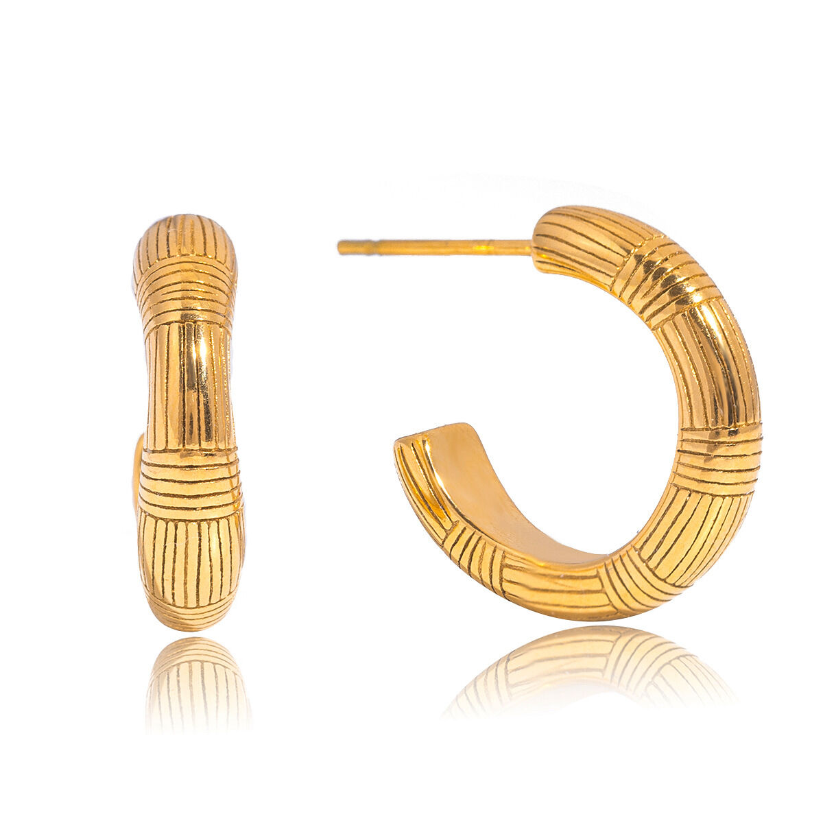 1 paio di orecchini a cerchio da donna in acciaio inossidabile color oro impermeabili, con cerchio giornaliero 