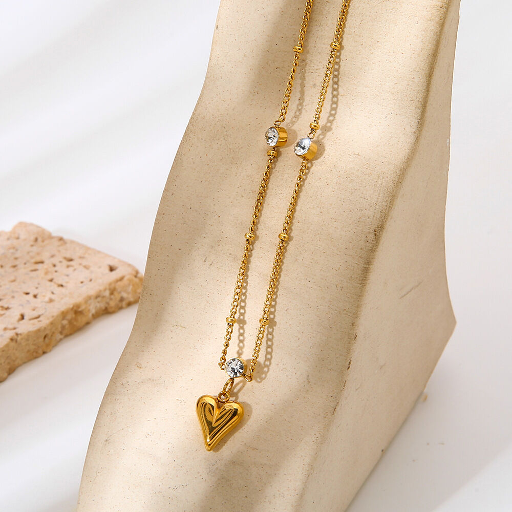 1 Piece  Sweet Heart Stainless Steel Waterproof  Zircon Women's Pendant Necklaces Picture2