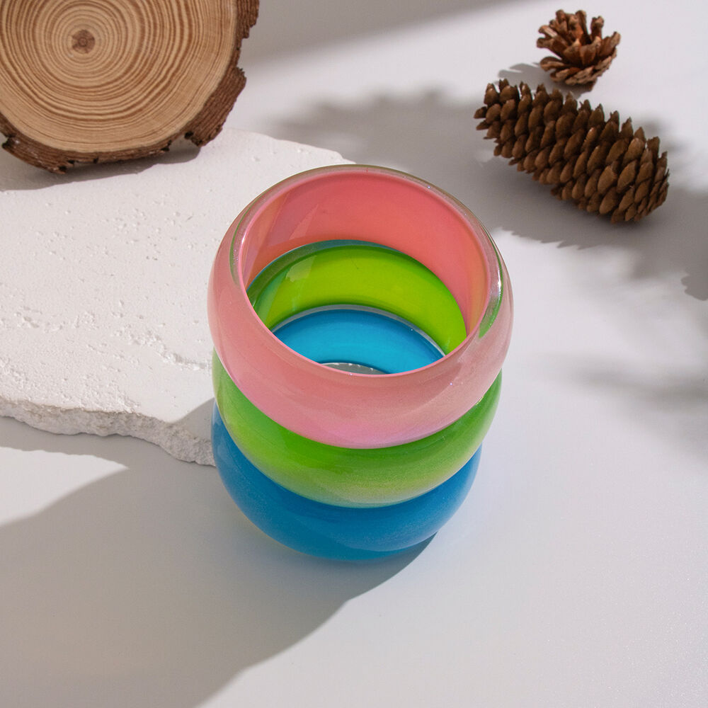 1 Piece Dazzling Pearlescent Texture Resin Bangle Picture4