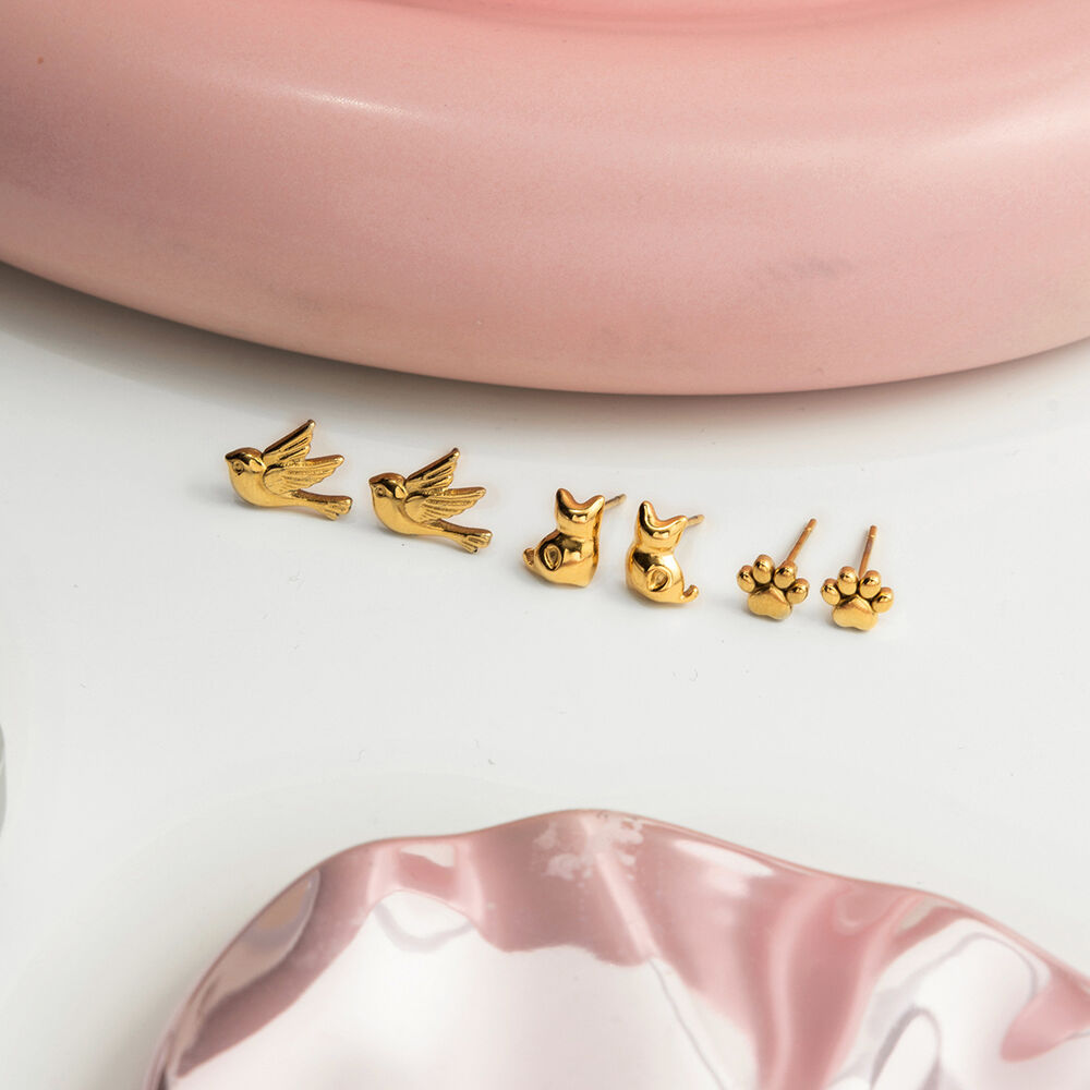 1 Set Vivid Animal Stainless Steel Waterproof Gold Color Women's Earring Sets h5Picture6