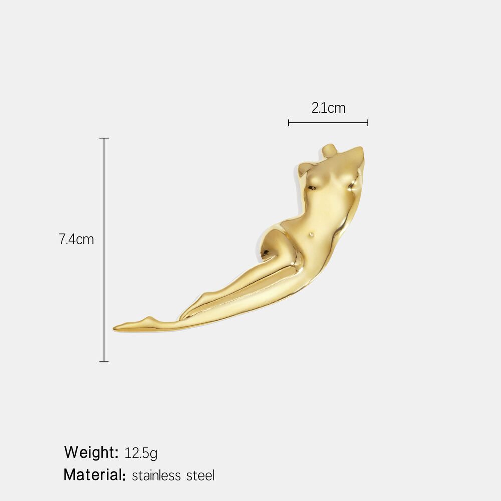 1 Piece Human Body Sculpture Stainless Steel Waterproof Gold Color Brooch h5Picture2