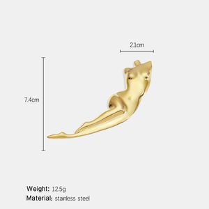 1 Piece Human Body Sculpture Stainless Steel Waterproof Gold Color Brooch h5 Picture2