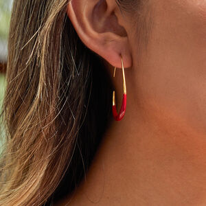 1 Pair Classic Mixed Color Oval Stainless Steel Waterproof Women's Hoop Earrings h5 Picture7