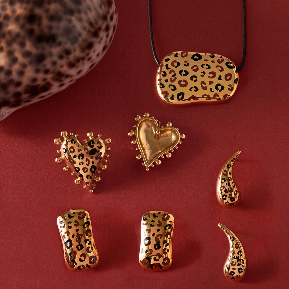 Stylish Leopard Print Stainless Steel Waterproof Gold Color Women's Jewelry Sets