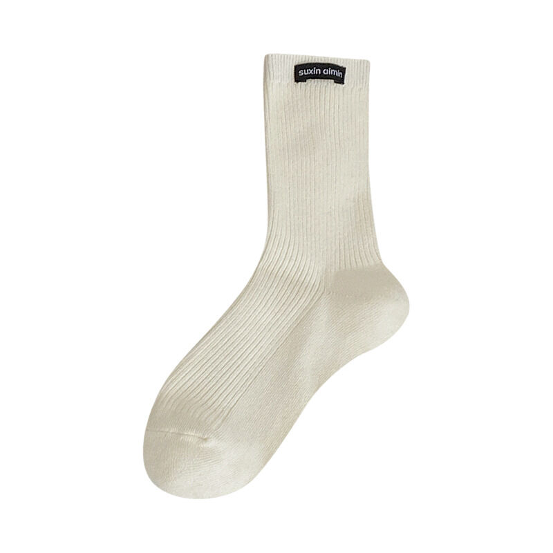 1 Pair Simple Solid Colored Pure Cotton Women's  Mid-Calf Socks h5 Picture4