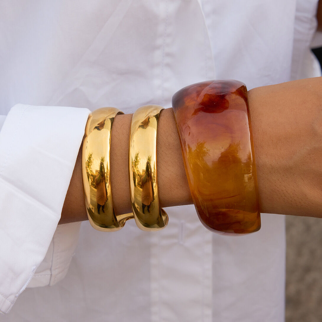 1 Piece Classic Solid Color Stainless Steel Waterproof Gold Color Women's Bangles