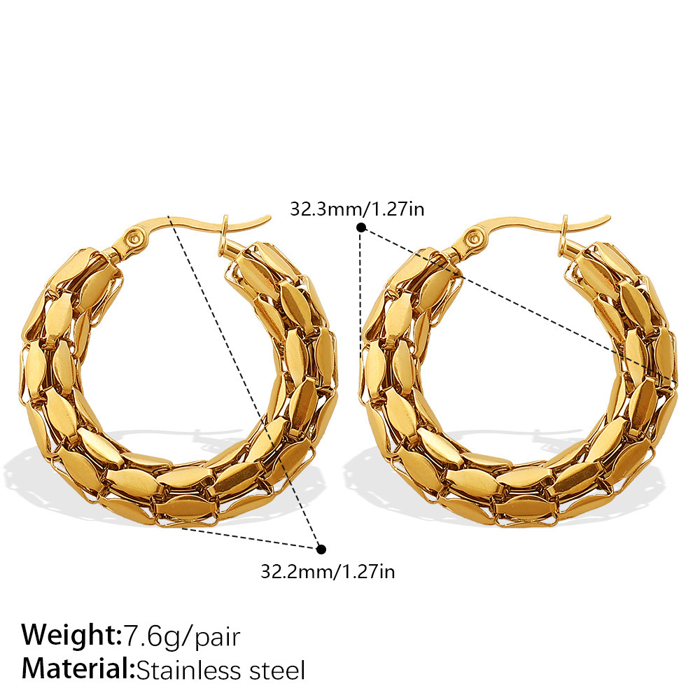 1 Pair Irregular Shape Stainless Steel Waterproof Gold Color Hoop Earrings Picture2