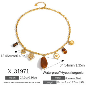 1 Piece  Daily Flower Heart Stainless Steel Waterproof Women's Pendant Necklaces h5 Picture2