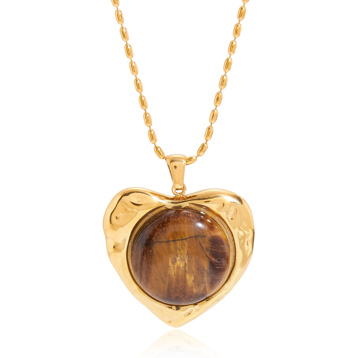 Classic Heart Stainless Steel Waterproof Gold Color Natural Stone Women's Jewelry Sets h5
