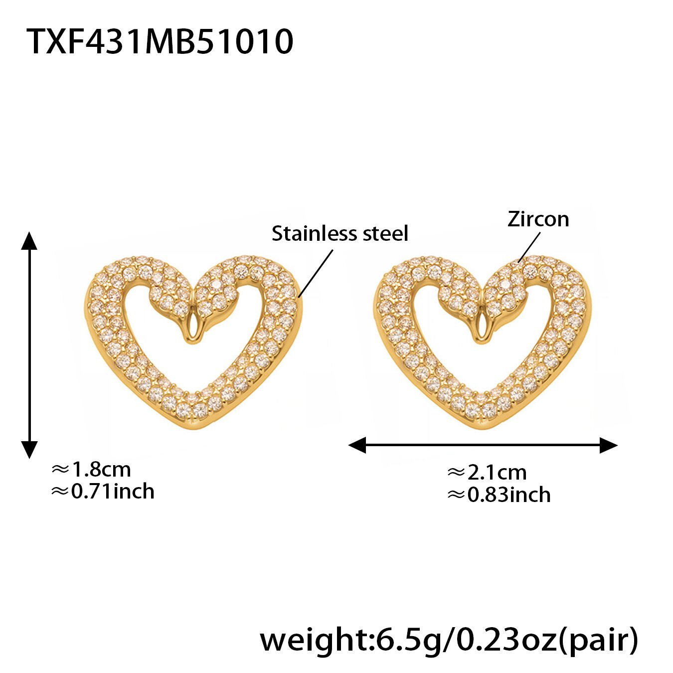 Txf431-Hollow Heart Earrings Picture4