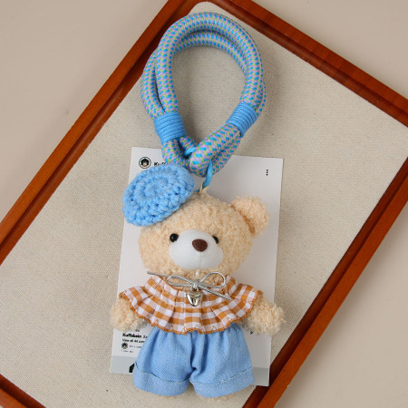 1 Stück handgefertigter, niedlicher, flauschiger kleiner Bären-Taschenanhänger für Damen