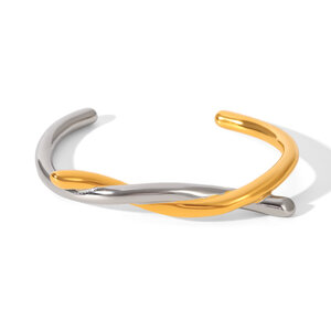 1 Piece Knot Shape Mixed Gold Stainless Steel Waterproof Cuff Bracelet h5