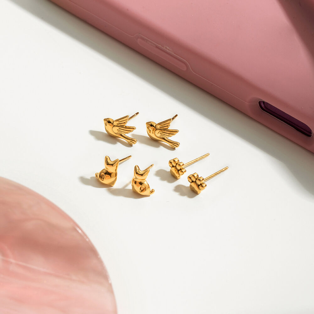 1 Set Vivid Animal Stainless Steel Waterproof Gold Color Women's Earring Sets h5Picture3