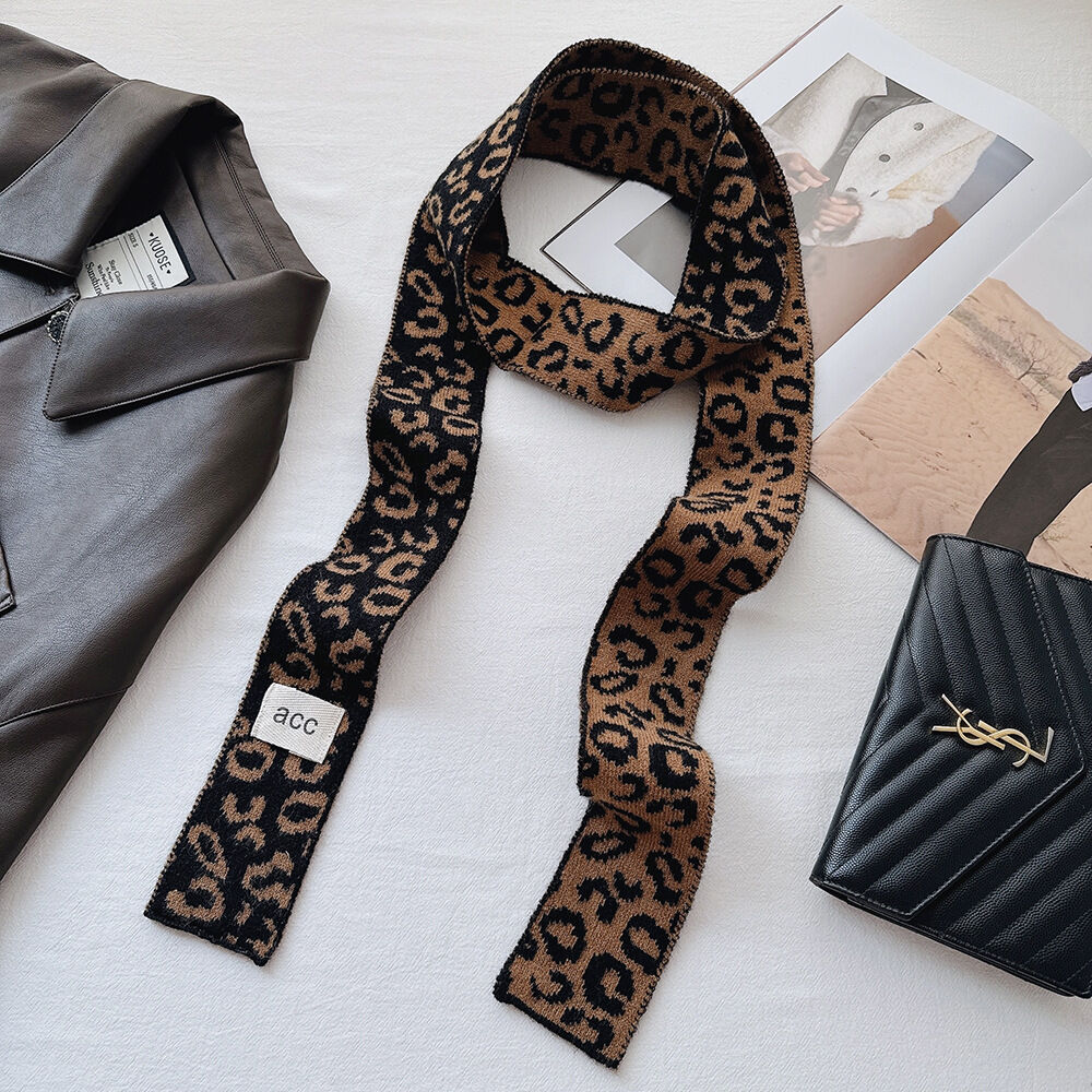 1 Piece Retro Leopard Print Yarn Winter Scarf