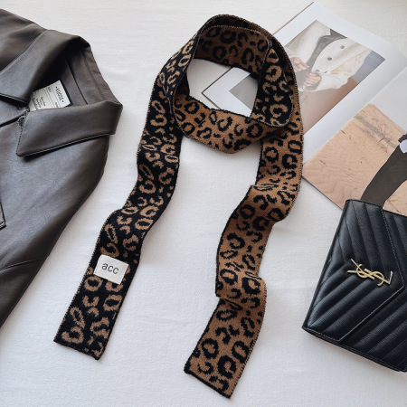 1 Piece Retro Leopard Print Yarn Winter Scarf