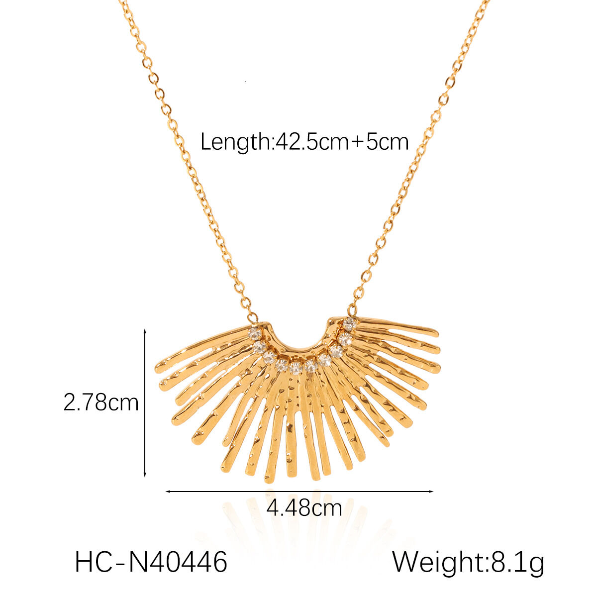 Wings Shape Stainless Steel Waterproof Gold Color Necklace Set Picture2