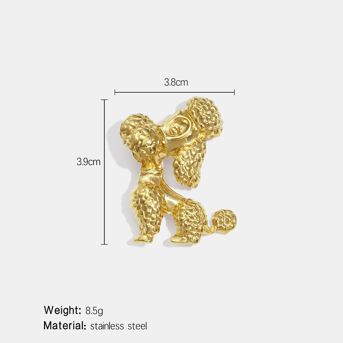 1 Piece Poodle Shape Stainless Steel Waterproof Gold Color Brooch h5 Picture2