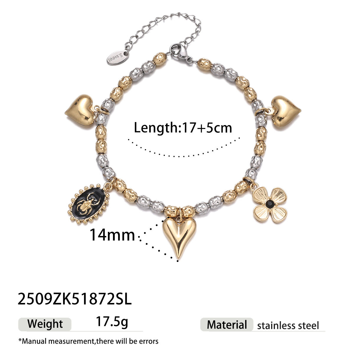 Set di collane impermeabili in acciaio inossidabile con perline a forma di cuore di vari colori 