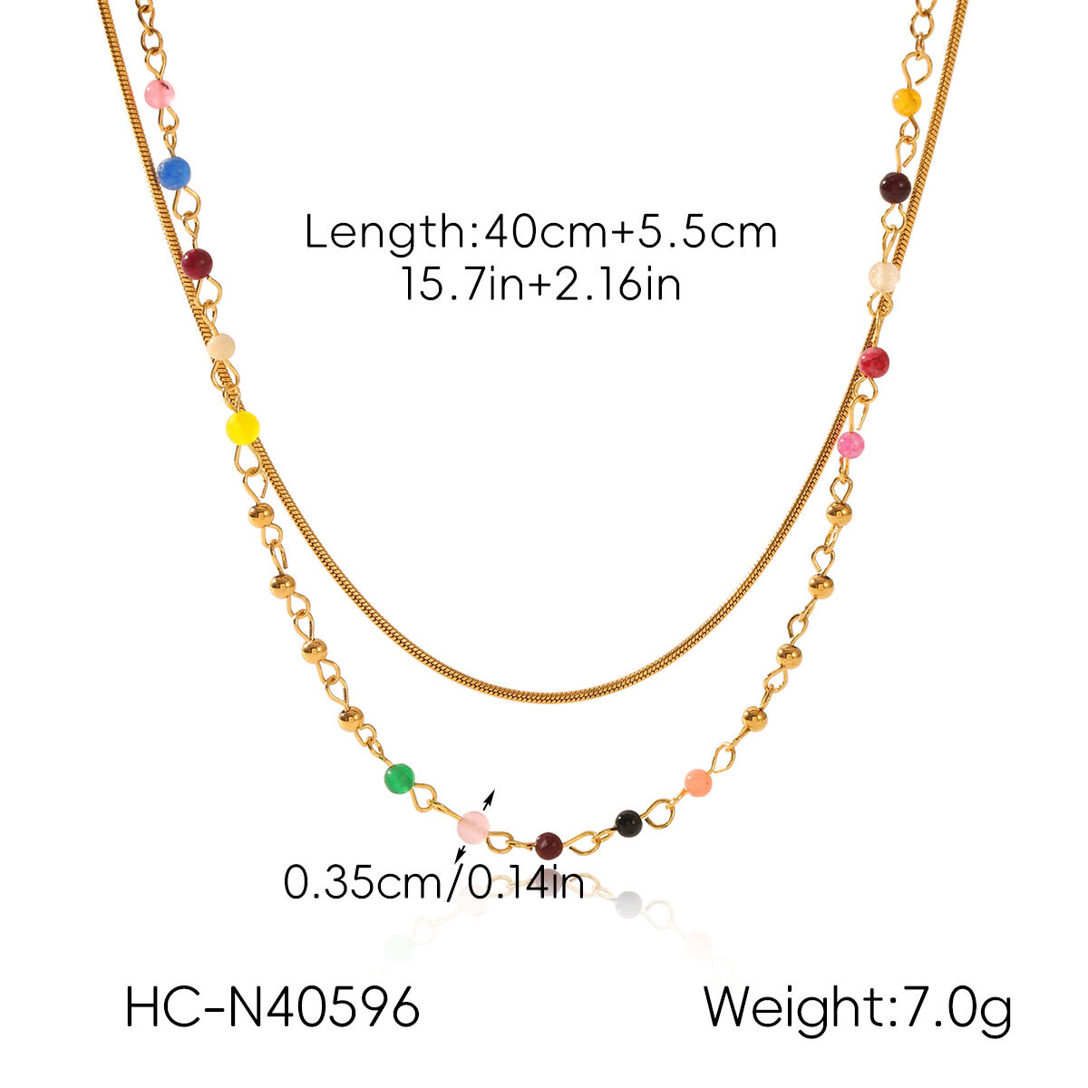 1 Piece Simple Beads Stainless Steel Waterproof Gold Color Layered Necklace Picture2
