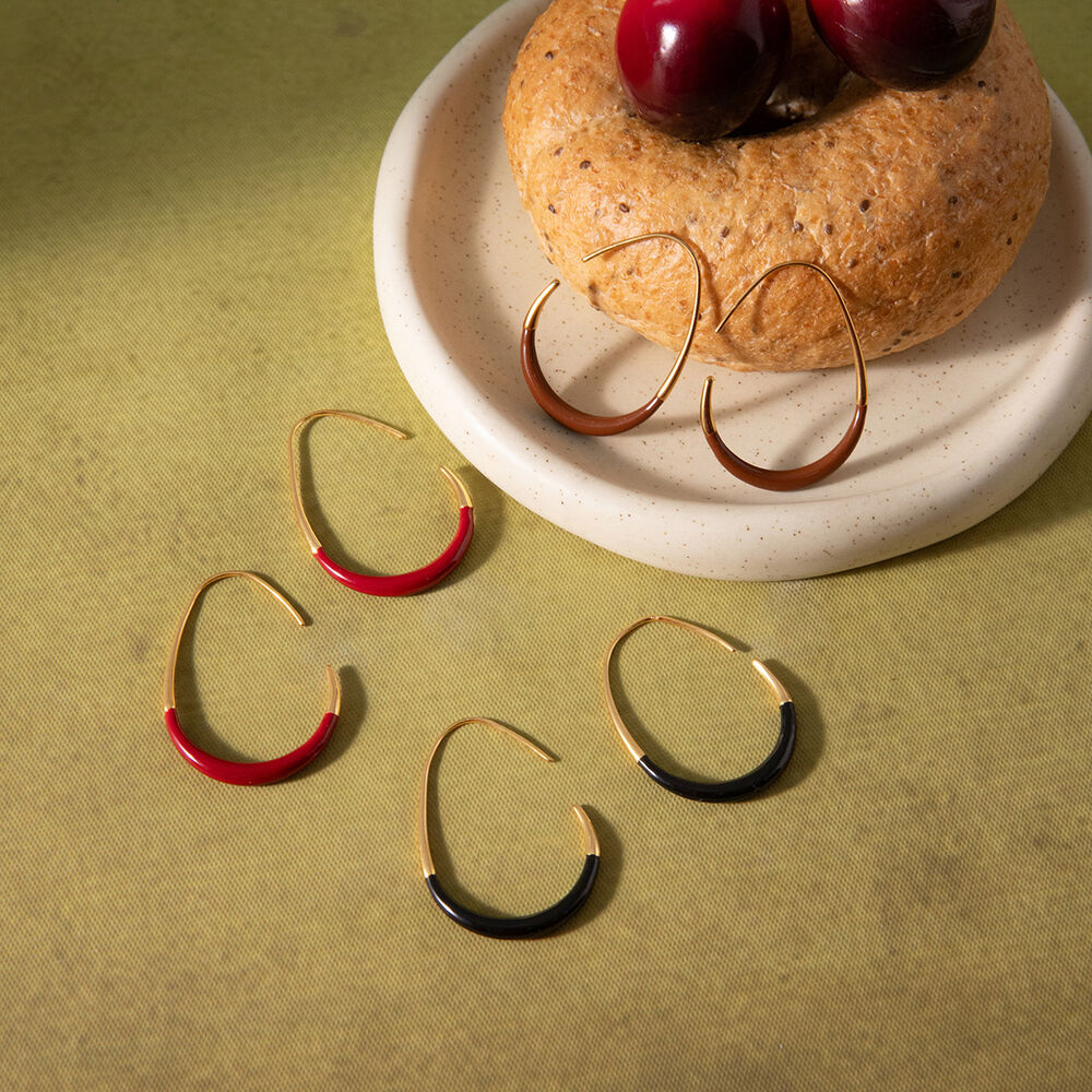 1 Pair Classic Mixed Color Oval Stainless Steel Waterproof Women's Hoop Earrings Picture3