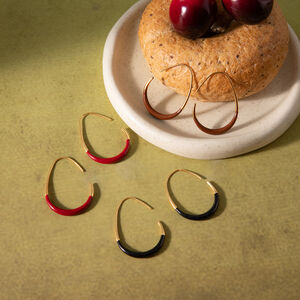 1 Pair Classic Mixed Color Oval Stainless Steel Waterproof Women's Hoop Earrings h5 Picture3