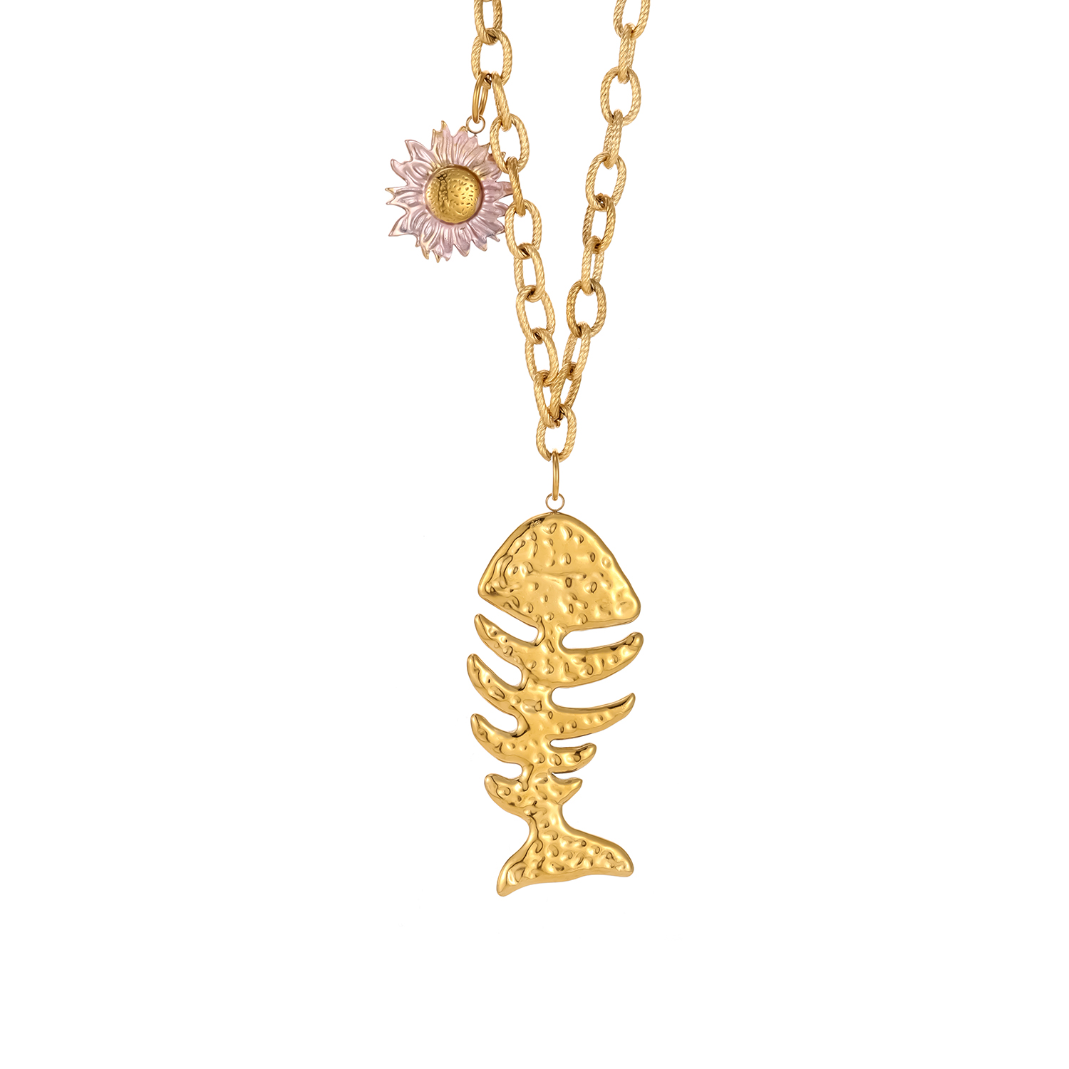 1 Piece Exquisite Fish Stainless Steel Waterproof Glass Women's Pendant Necklaces