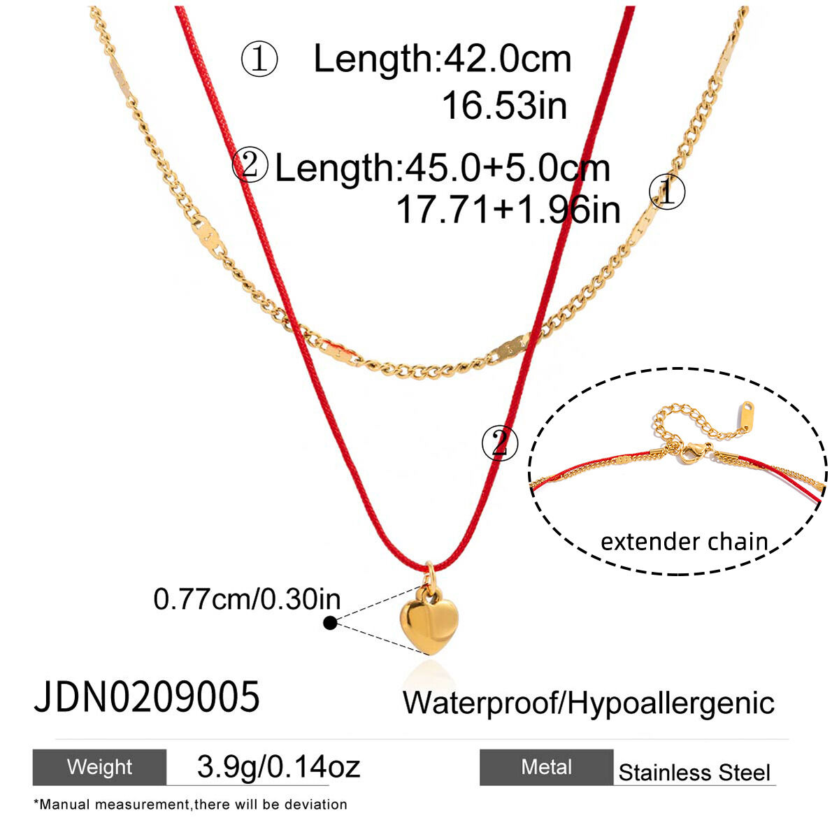 1 Piece Romantic Heart Stainless Steel Waterproof Gold Color Women's Layered Necklaces Picture2