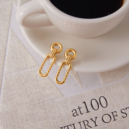 1 Pair Classic Circle Stainless Steel Waterproof Gold Color Women's Drop Earrings 2