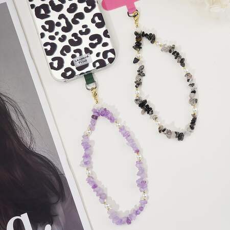 1 Piece Irregular Shape Natural Stones Phone Chain 2