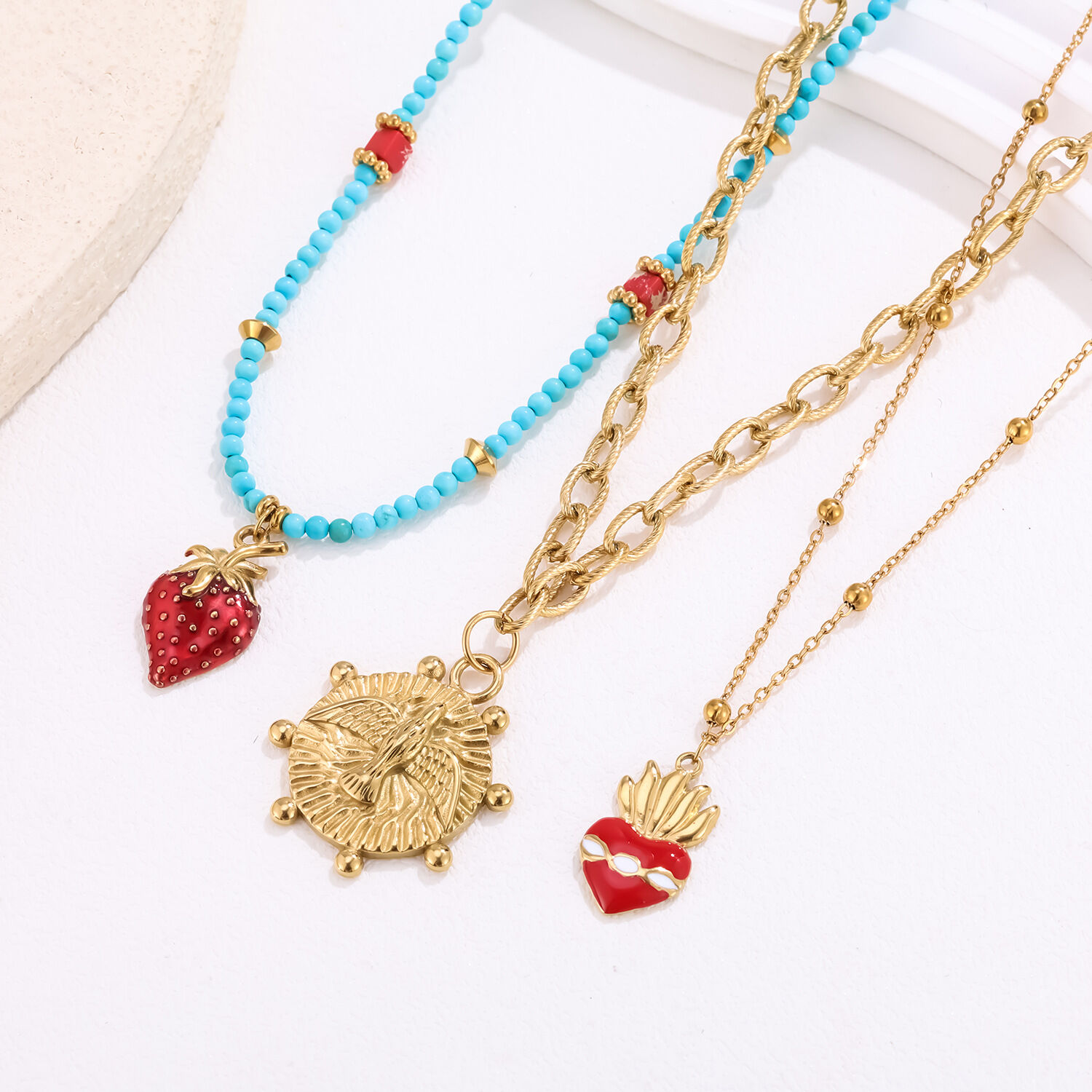 1 Piece Gorgeous Strawberry Stainless Steel Waterproof Women's Pendant Necklaces h5 Picture2