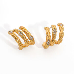 1 Pair Simple Series Daily Woven Stainless Steel Waterproof Women's Stud Earrings h5 Picture5