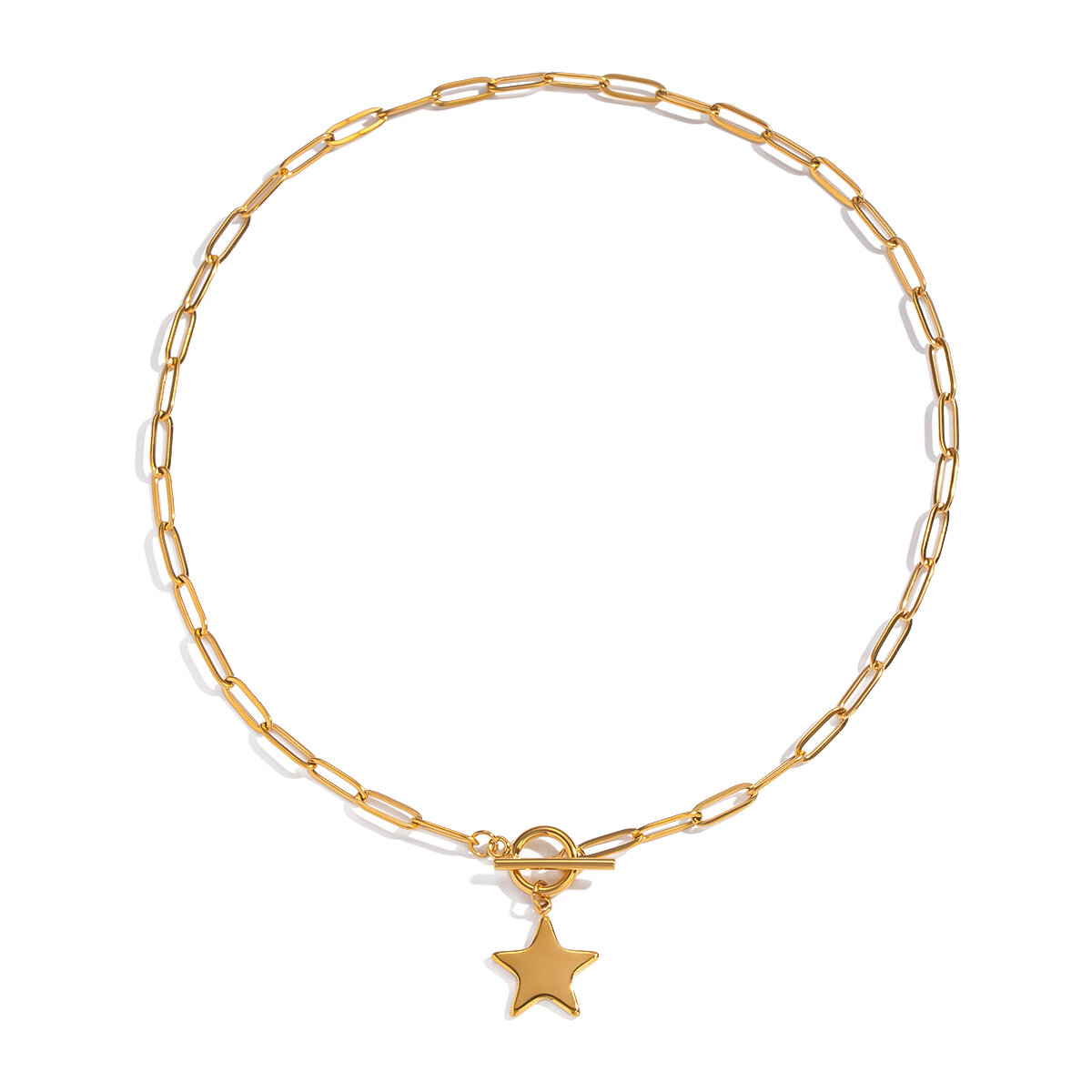 1 Piece Star Shape Stainless Steel Waterproof Gold Color Pendant Necklace Picture5