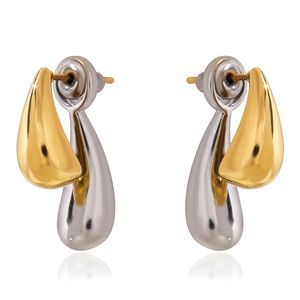1 Pair Gold&Silver Colors Droplet Stainless Steel Waterproof Women's Stud Earrings h5