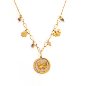 1 Piece Daily Flower Circle Butterfly Stainless Steel Waterproof Women's Pendant Necklaces h5 Picture5