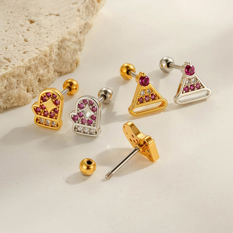 1 Stück Weihnachten Kupfer Gold Farbe Zirkon Damen Piercing Ohrringe h5 Bild5