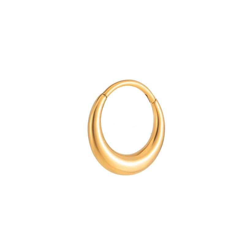 1 Piece Simple Circle Titanium Alloy Gold Color Hoop Earring 