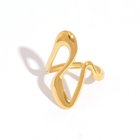 1 Piece Simple Irregular Shape Stainless Steel Waterproof Gold Color Women's Statement Rings