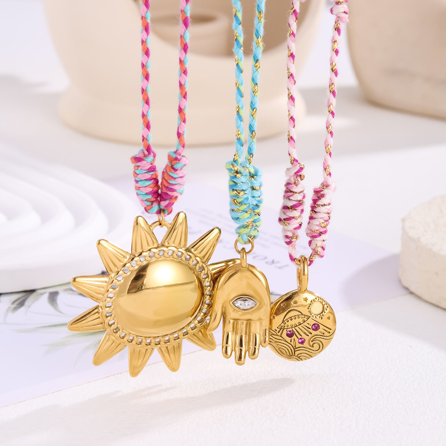 1 Piece Delicate Sun Stainless Steel Waterproof Women's Pendant Necklaces h5 Picture5