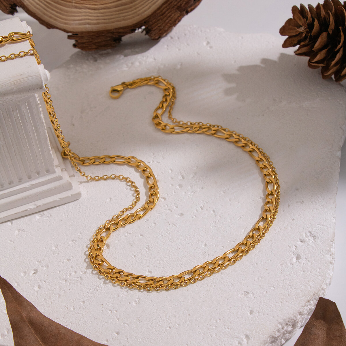 1 Piece Chain Stainless Steel Waterproof Gold Color Layered Necklace h5 Picture4