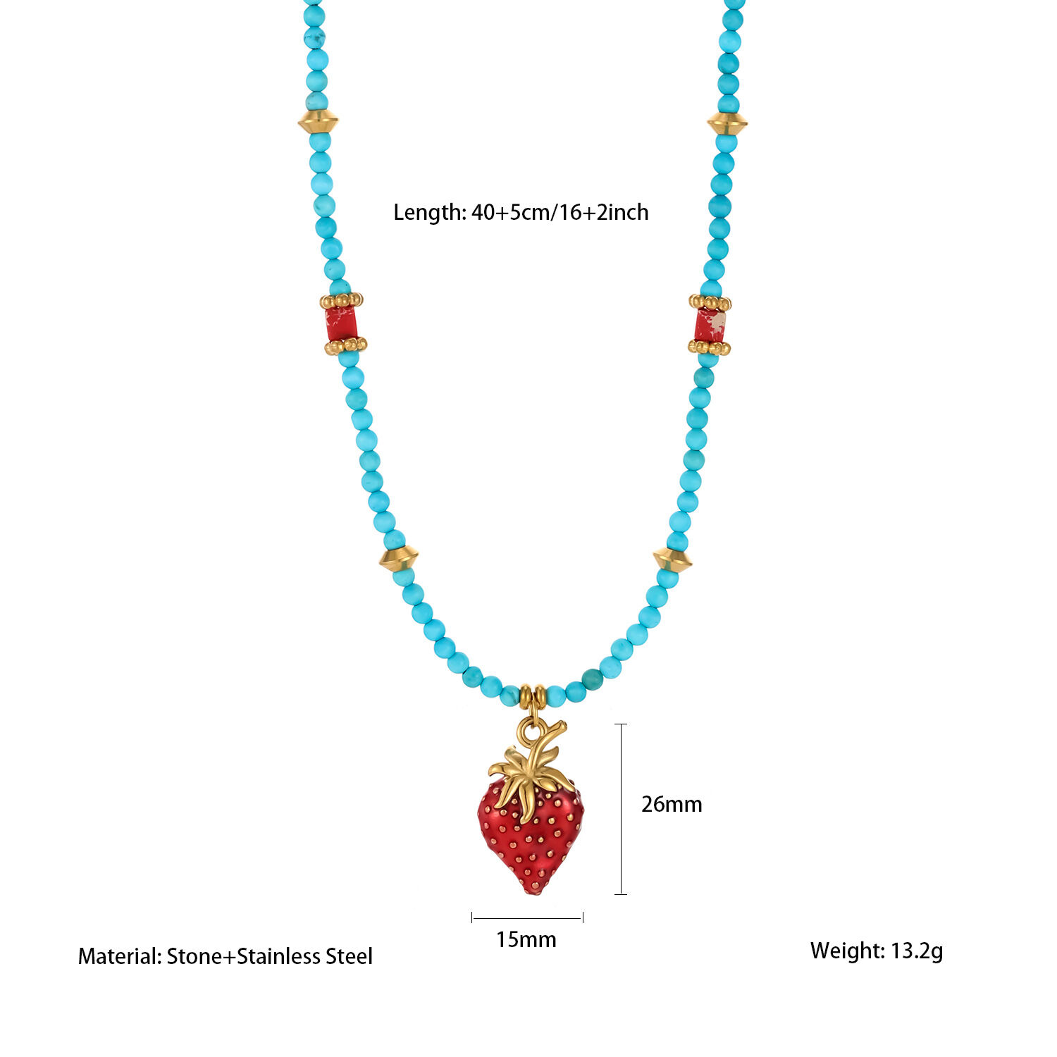 1 Piece Gorgeous Strawberry Stainless Steel Waterproof Women's Pendant Necklaces h5 