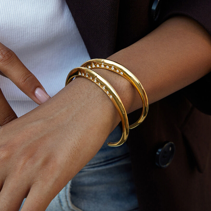 1 Piece Sleek Triangle Stainless Steel Waterproof Gold Color Women's Cuff Bracelets Picture4