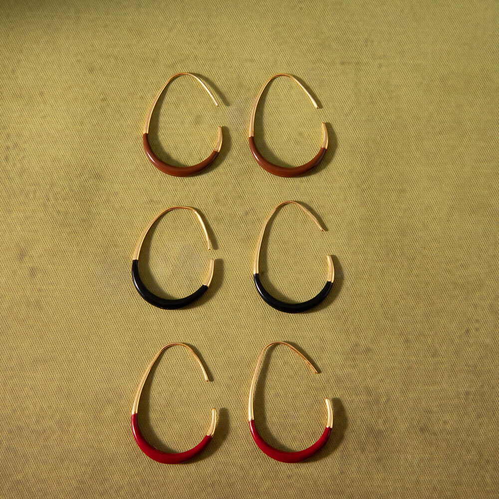 1 Pair Classic Mixed Color Oval Stainless Steel Waterproof Women's Hoop Earrings Picture5