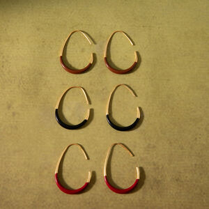 1 Pair Classic Mixed Color Oval Stainless Steel Waterproof Women's Hoop Earrings h5 Picture5