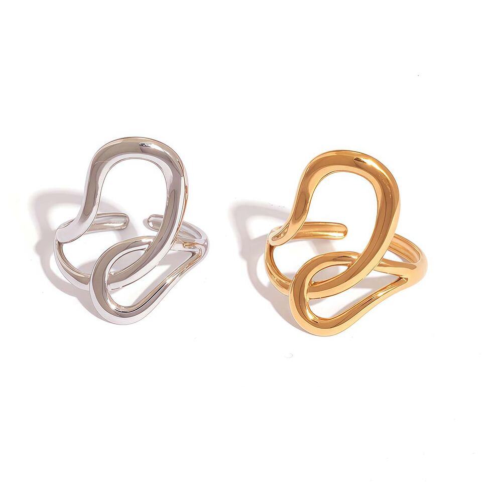 1 Piece Simple Irregular Shape Stainless Steel Waterproof Gold Color Women's Statement Rings h5Picture4