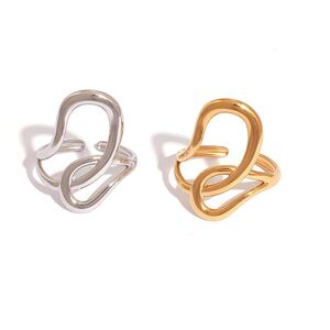 1 Piece Simple Irregular Shape Stainless Steel Waterproof Gold Color Women's Statement Rings h5 Picture4