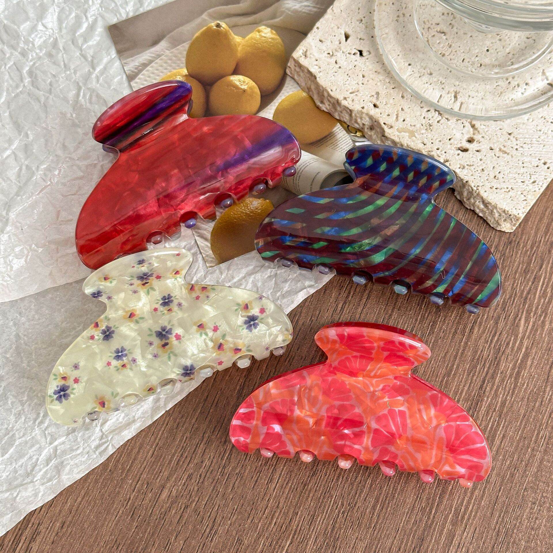 Romantic Series Retro Flower Acetate Women's Hair Claws Picture2