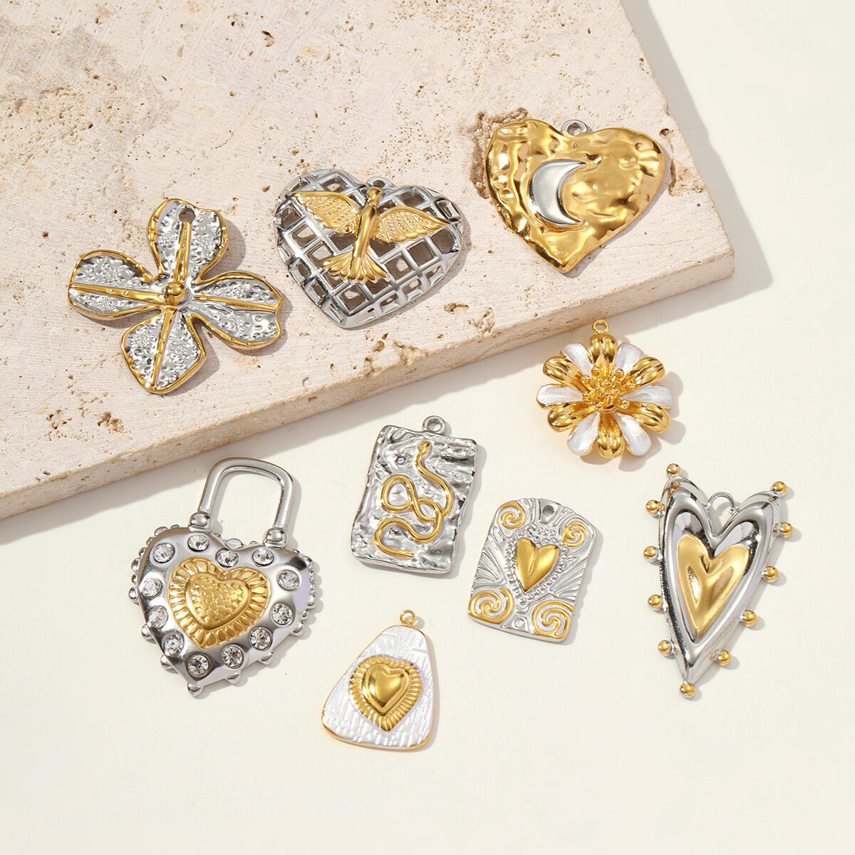 1 Piece Mixed Gold Color And Silver Colors Stainless Steel Waterproof Women's Pendants h5 Picture4